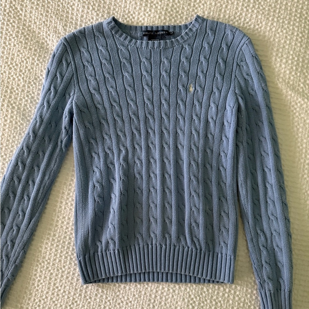 Ralph Lauren Women's Blue Cable Knit Sweater